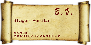 Blayer Verita névjegykártya